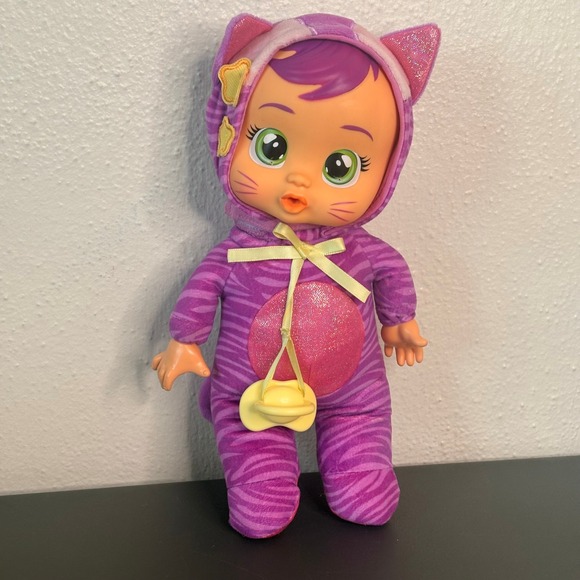 IMC Toys Other - IMC Toys Cry Babies Doll Kids 12in Purple Excellent Katie Tiger‎ Kitty Pajamas